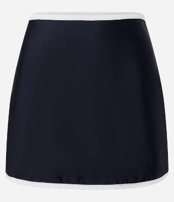 Saída de Praia Saia Curta em Microfibra com Viés Contrastante