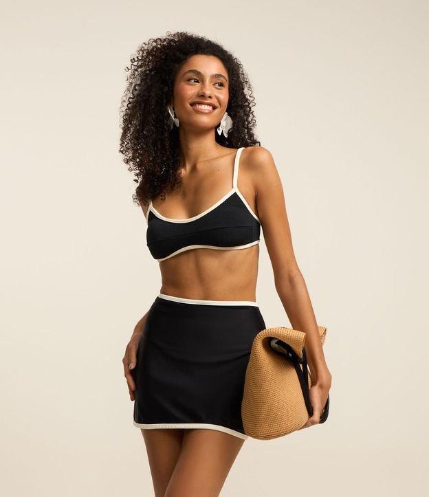 Saída de Praia Saia Curta em Microfibra com Viés Contrastante - 2