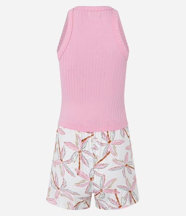 Pijama Short Doll Alcinha em Ribana com Estampa Floral - 1