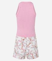 Pijama Short Doll Alcinha em Ribana com Estampa Floral - 1