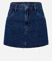 Saia Curta em Jeans com Barra Desfiada - 1