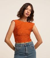 Blusa Sem Manga em Malha Texturizada com Costas Abertas - 3