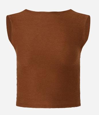 Blusa Sem Manga em Malha Texturizada com Costas Abertas