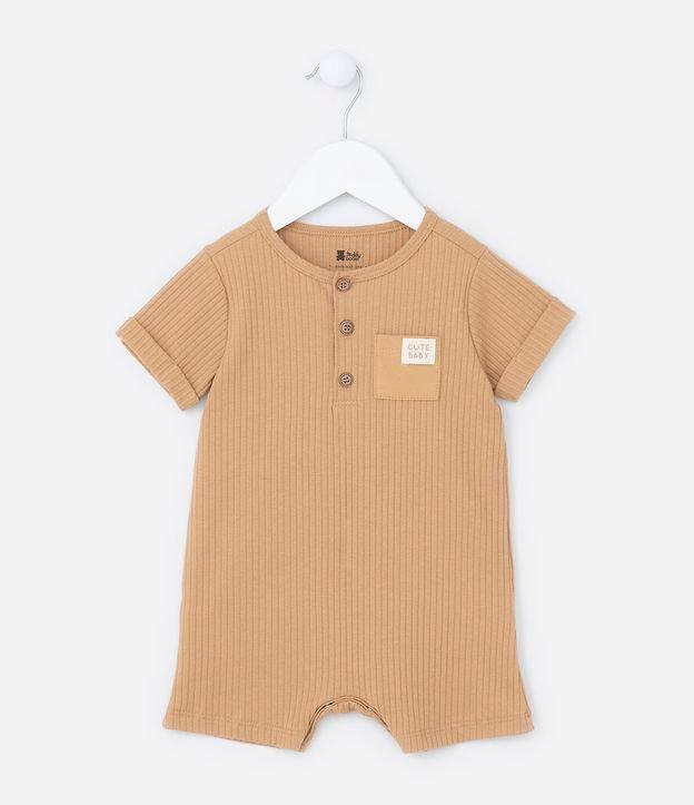 Macaquinho Infantil Canelado com Bolsinho - Tam 0 a 24 meses - 1