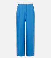 Calça Wide Leg em Viscose e Linho com Blocos de Cor - 1