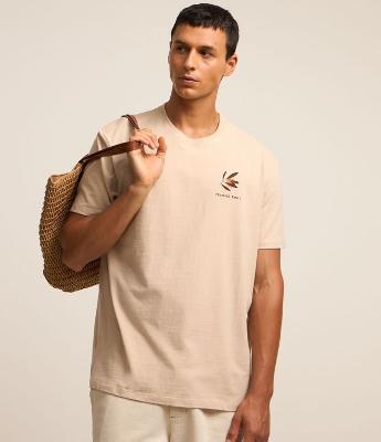 Camiseta em Algodão com Estampa Tropical