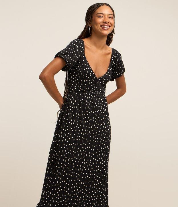 Vestido New Midi Texturizado com Estampa Poá - 1