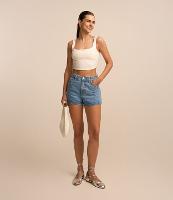 Short Slim em Jeans Brilhos Aplicados - 1