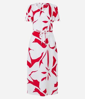 Vestido Midi em Efeito Airflow com Estampa Floral e Cinto Encapado