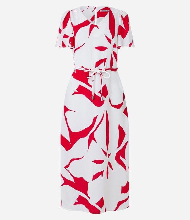 Vestido Midi em Efeito Airflow com Estampa Floral e Cinto Encapado - 1
