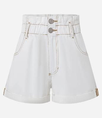 Short Baggy em Sarja com Cós Duplo e Elástico na Cintura