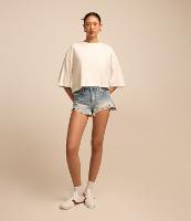 Short Curto em Jeans com Puídos e Barra de Franja - 1