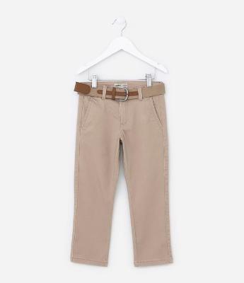 Calça Infantil em Sarja com Cinto - Tam 5 a 14 Anos