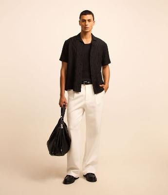 Calça Wide Leg em Alfaiataria com Pregas