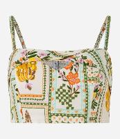 Blusa Cropped em Viscose Floral e Decote Coração - 1