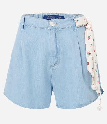 Short Baggy Jeans com Lenço nos Passantes