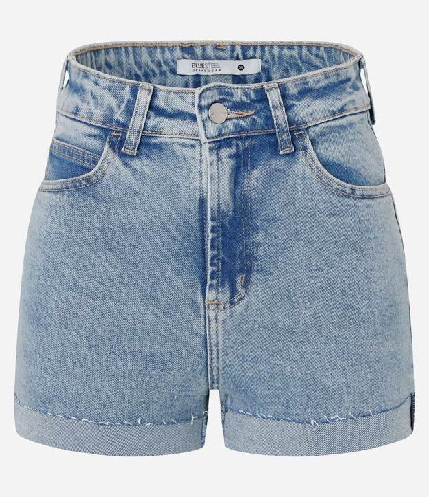 Short Hot Pants em Jeans com Cintura Alta e Barra Dobrada - 1