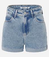Short Hot Pants em Jeans com Cintura Alta e Barra Dobrada - 1