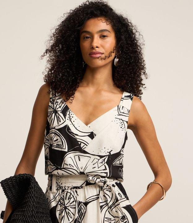 Blusa Sem Manga em Viscolinho com Limões Estampados - 1