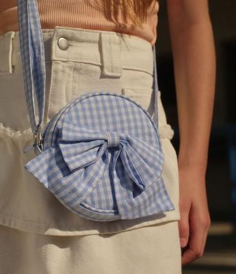 Bolsa Transversal Infantil com Laço Xadrez - Tam U