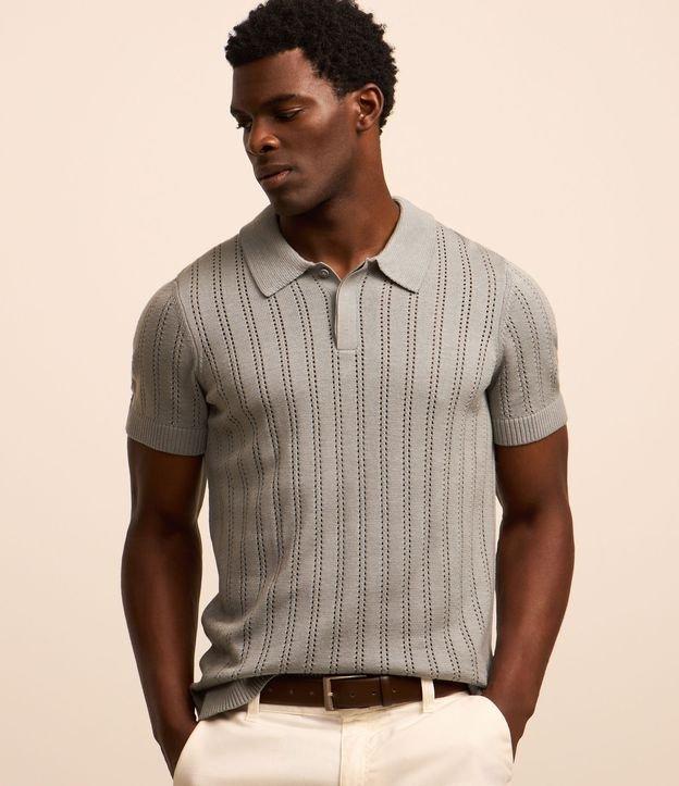 Camisa Polo Regular em Algodão com Textura Retilínea - 1