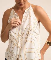 Blusa Sem Manga em Crepe com Estampa Metalizada - 2