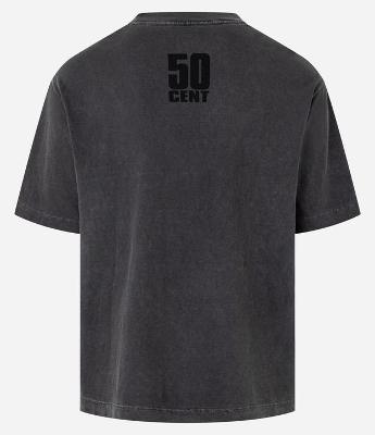 Camiseta Boxy em Algodão Estonado com Estampa 50 Cent