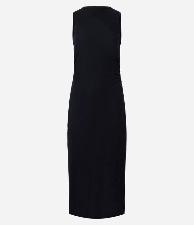 Vestido New Midi Texturizado com Decote Halter e Recorte Gota - 1