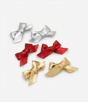 Kit 06 Presilhas de Cabelo Infantil em Formato de Laços Metalizados - 1