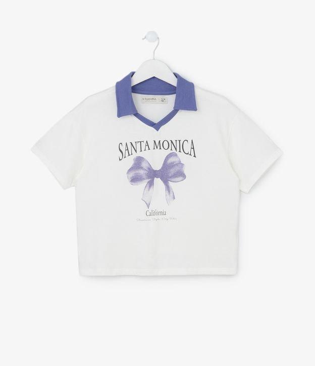 Camiseta Infantil com Gola Camisa e Estampa Laço Santa Monica -Tam 5 a 14 anos - 1