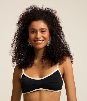 Biquíni Top Camisetinha em Microfibra com Viés Contrastante