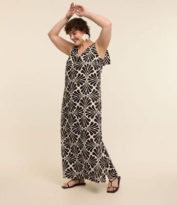 Vestido em Viscolinho com Estampa Abstrata Curve & Plus Size