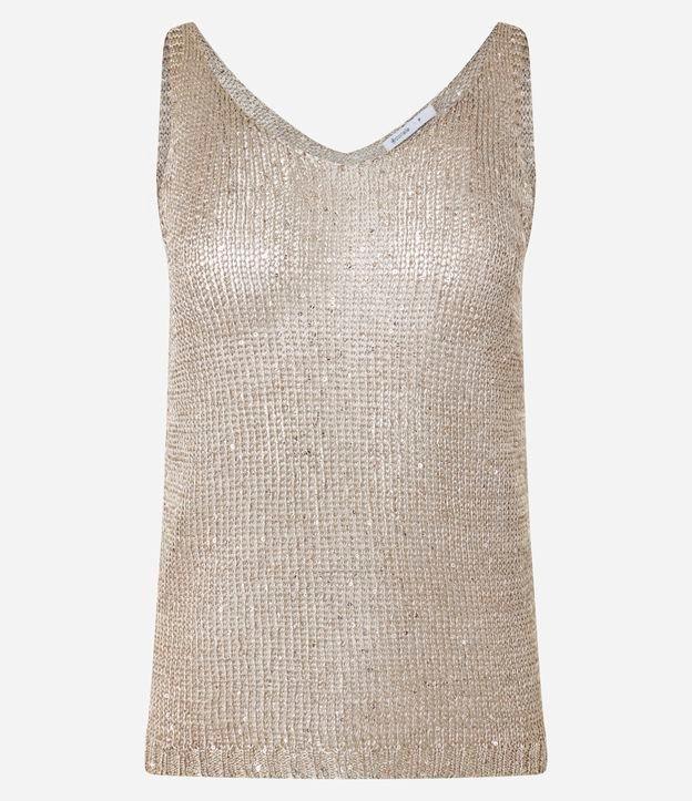 Blusa sem Manga com Paetês e Fio Metalizado - 1