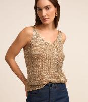 Blusa sem Manga com Paetês e Fio Metalizado - 2