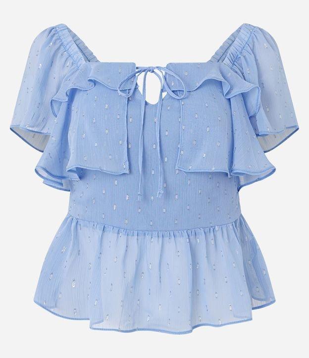 Blusa Peplum em Chiffon com Babados e Aplicações - 1