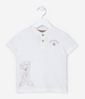 Camiseta Infantil com Gola Henley e Estampa Patrulha canina - Tam 2 a 5 Anos