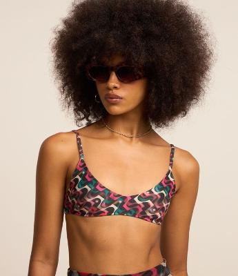 Biquíni Top Camisetinha com Estampa Geométrica