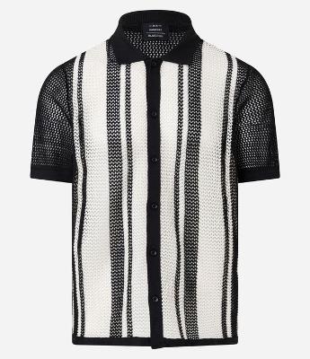 Camisa Comfort com Efeito Tricô Listrada