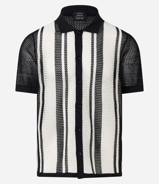 Camisa Comfort com Efeito Tricô Listrada - 1