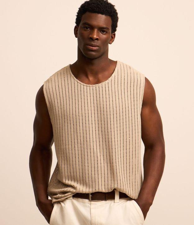 Regata Regular em Algodão com Textura Rendada - 1