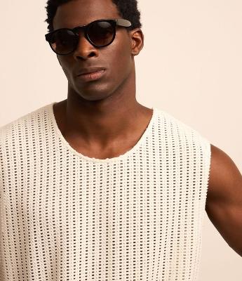 Regata Regular em Algodão com Textura Rendada