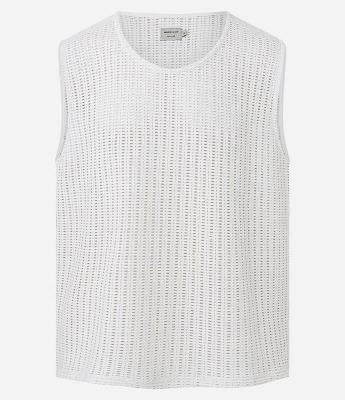 Regata Regular em Algodão com Textura Rendada