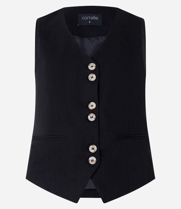 Colete em Alfaiataria com Decote V e Botões Duplos - 1