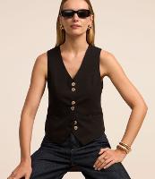 Colete em Alfaiataria com Decote V e Botões Duplos - 2