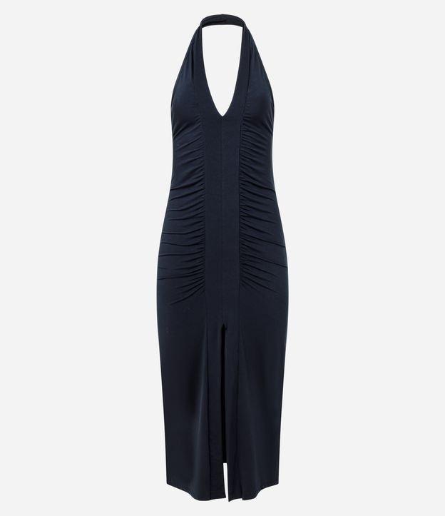 Vestido New Midi Frente Única com Franzido e Fenda - 1