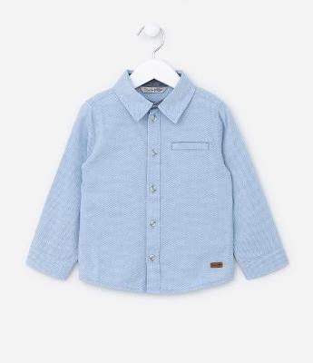 Camisa Infantil Texturizada com Bolsinho - Tam 1 a 5 Anos