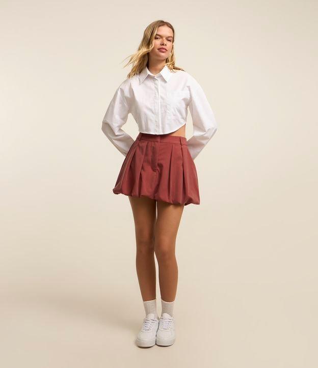 Saia Curta Balonê em Alfaiataria com Cintura Média - 1