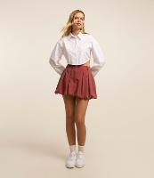 Saia Curta Balonê em Alfaiataria com Cintura Média - 1