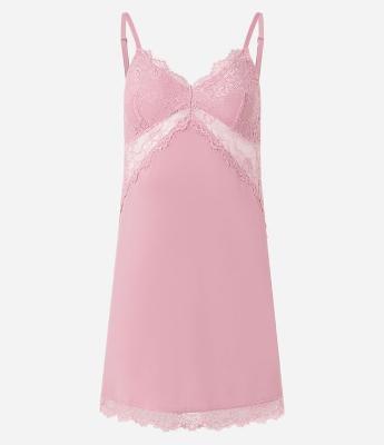 Camisola de Alça em Microfibra com Renda no Busto
