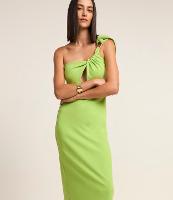 Vestido Midi Ombro Só em Crepe com Fivela no Ombro - 2